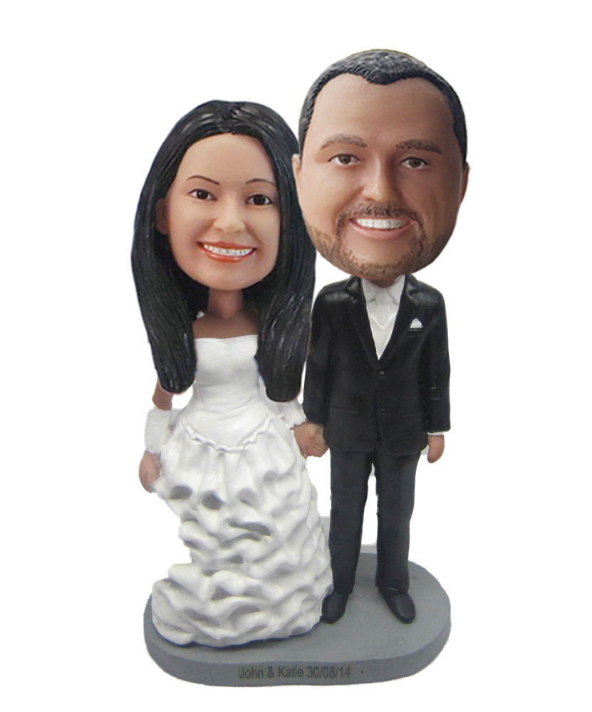 Creat Your Own bobblehead All White Bride And Groom W540