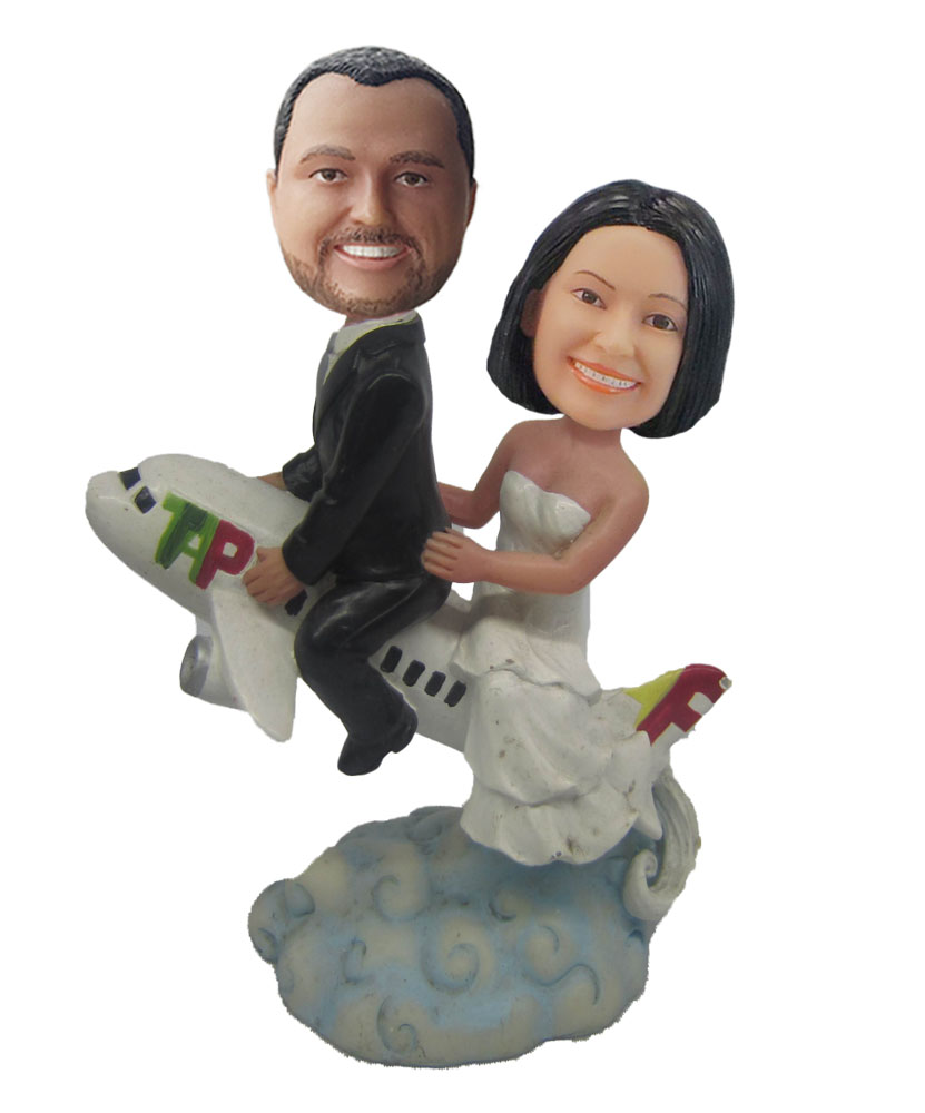 Couple Riding Horse bobblehead Doll W607