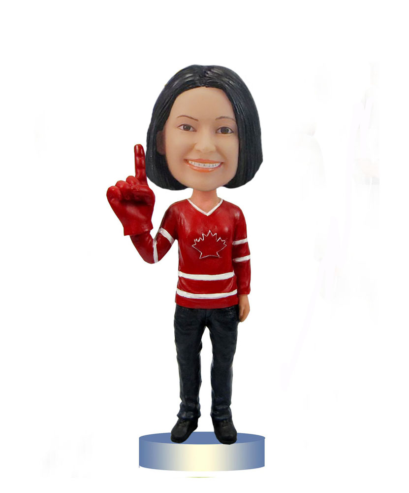 Female Sport fan with Red Big finger Bobblehead F81