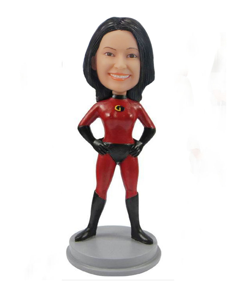 Red superhero femal save the world bobblehead F88