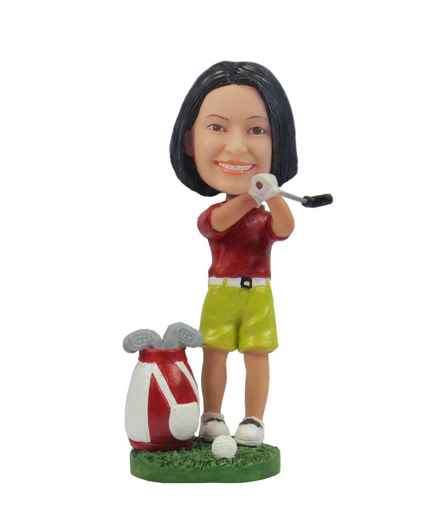 Female golfer Golfing girl sports bobblehead F90