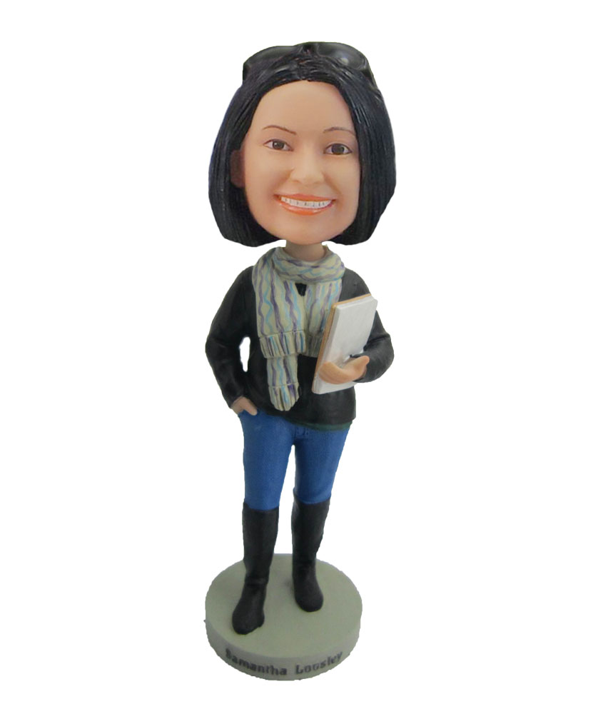 Female teacher with scarf custom bobble head cool girl F92