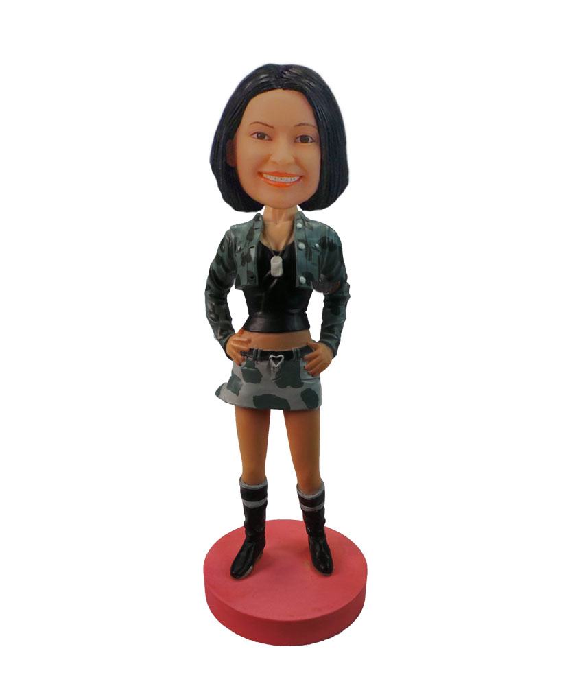 Female west cow girl Cool girl wearing camouflage pattern suit personal bobbleheads F97