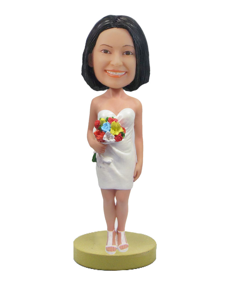 Make your own bobblehead Bridesmaid White dress DOLL F34