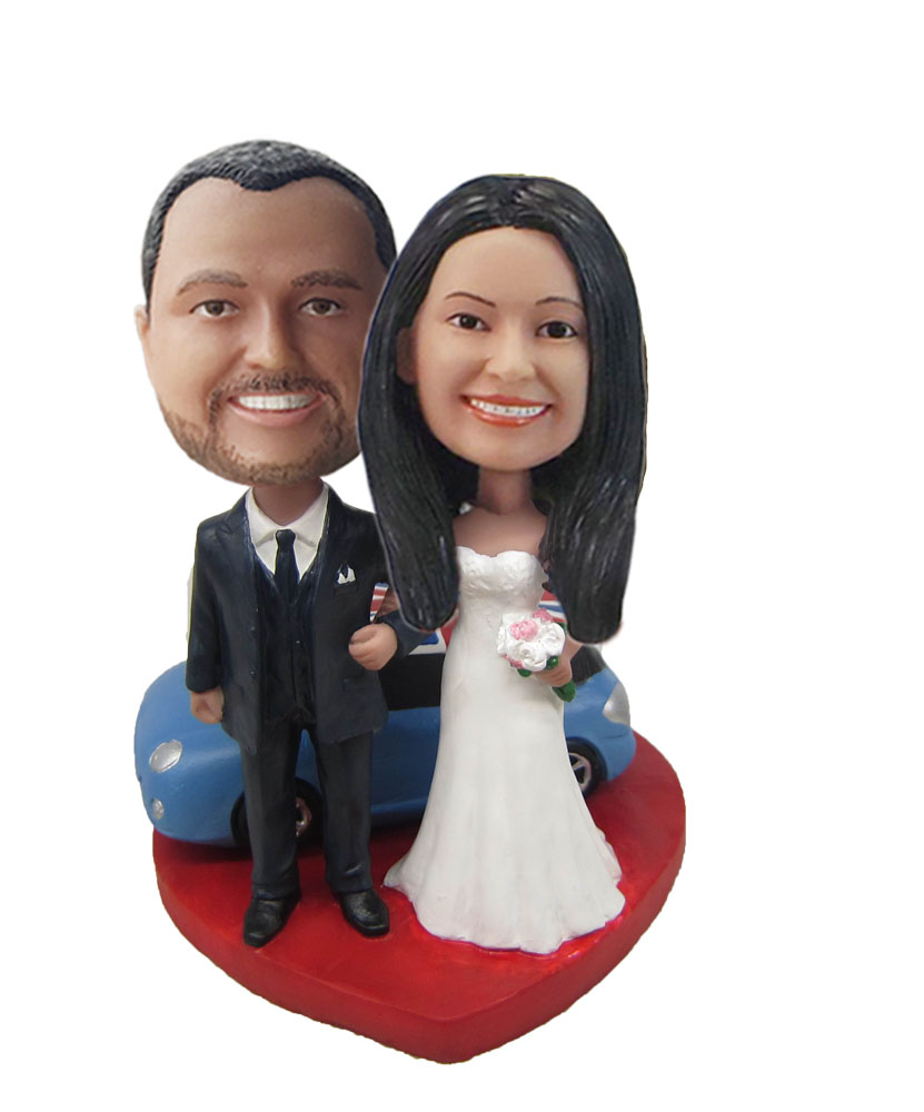 Happy Arms Linked Bride And Groom custom bobbleheads W718