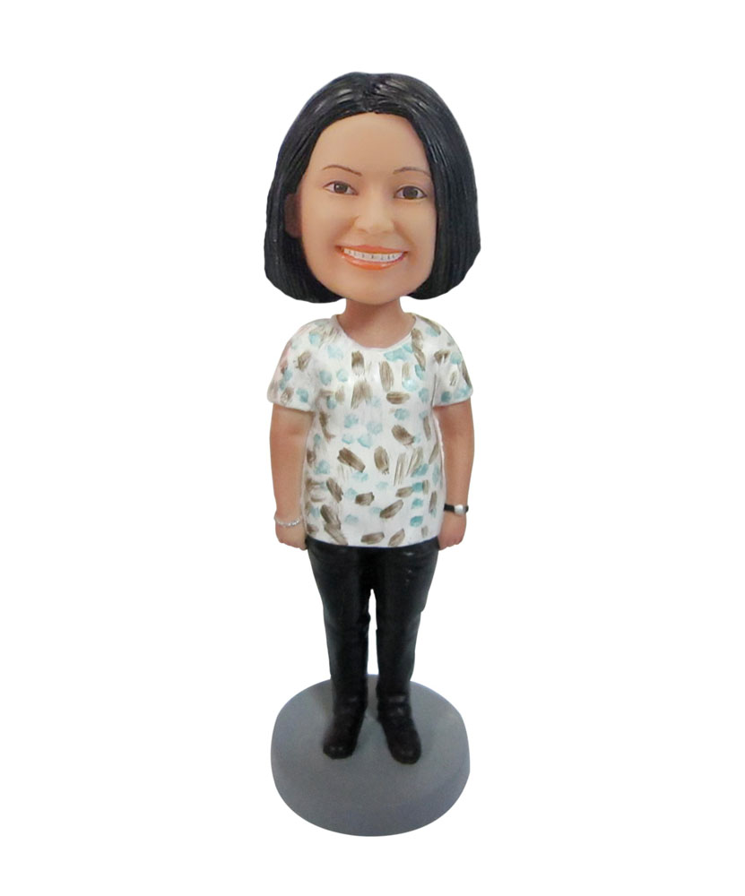 Personalized casual woman House girl bobble head doll F121