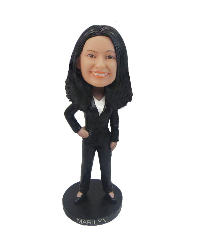 Executive female with jacket bobblehead F126