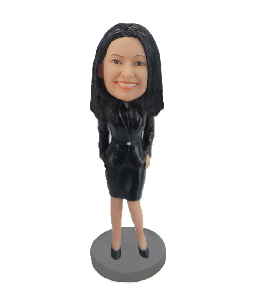 Black office dress Overbearing female president bobblehead F129