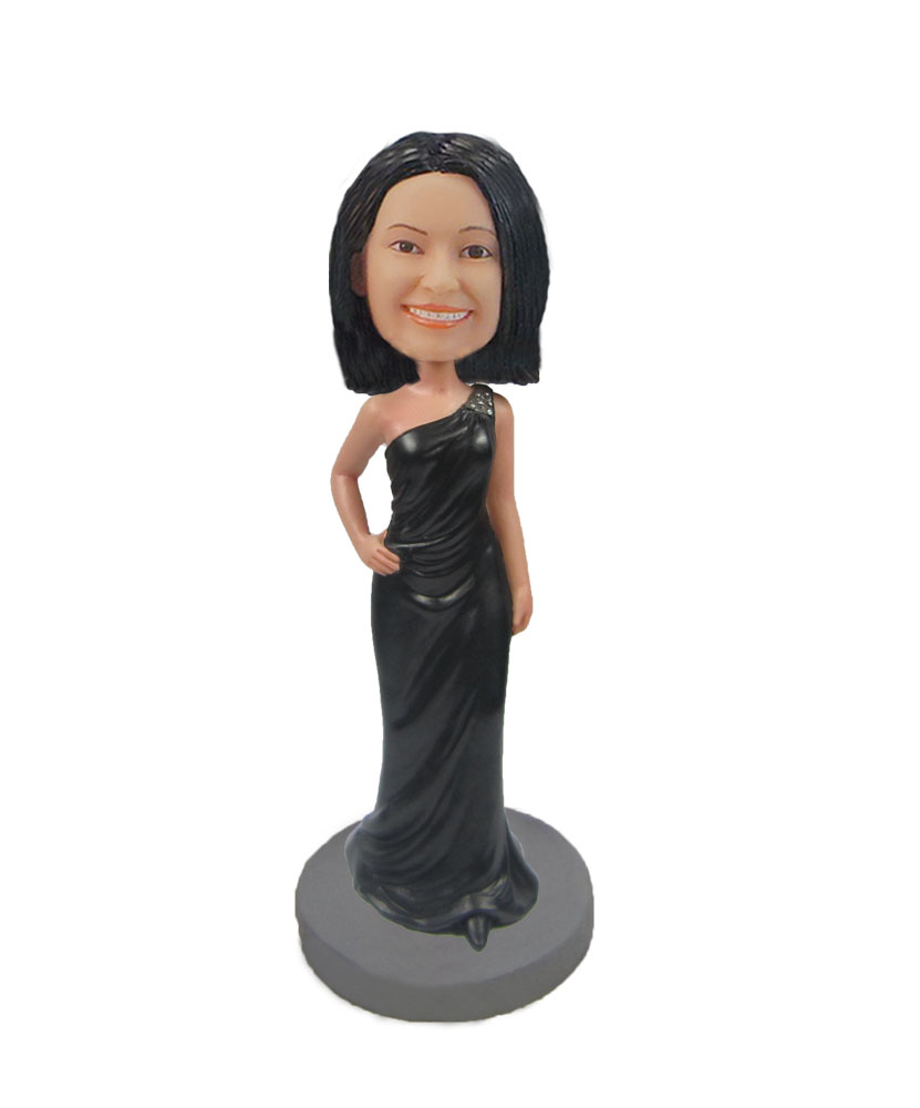 Female Off-the-shoulder long dress amazing bobblehead F135