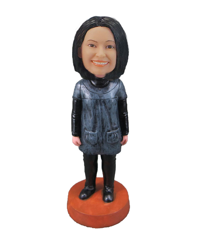 Plus sized causual female bobblehead doll F136