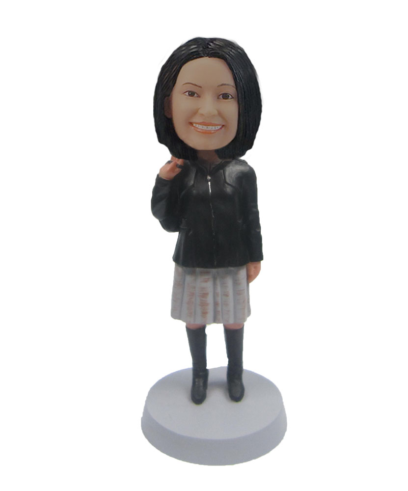 Female JK uniform Jacket and Pleated skirt boots bobbleheads F137