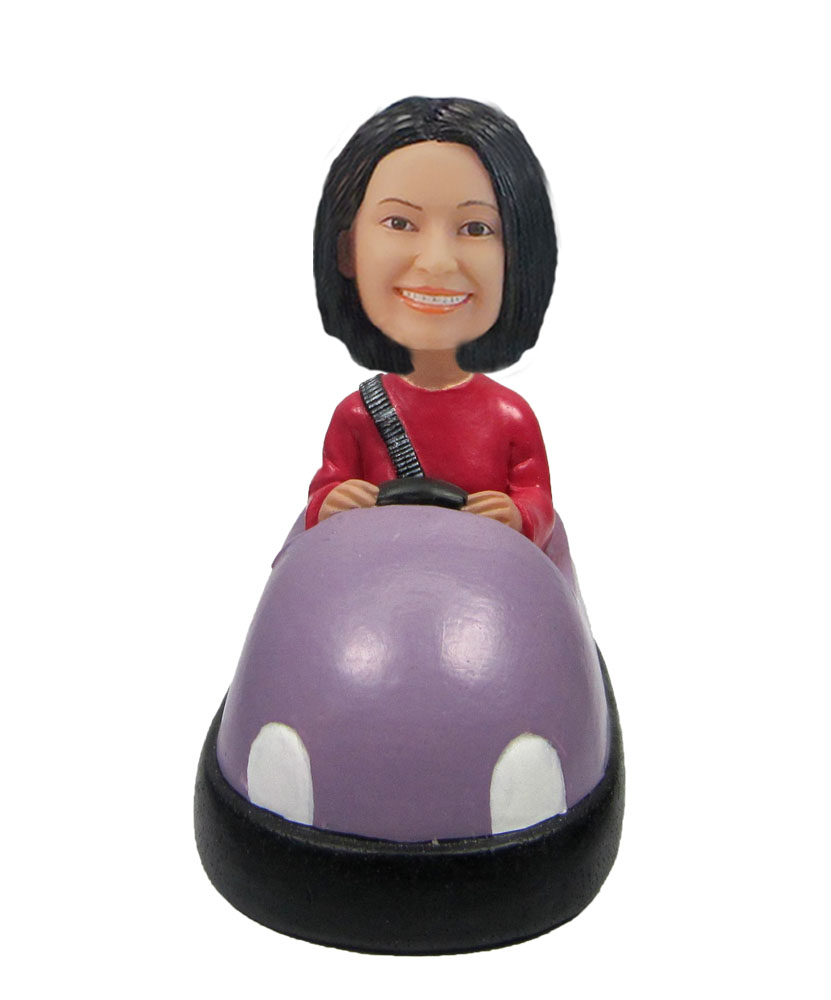 Female Driving bumper car in amusement park bobblehead F140