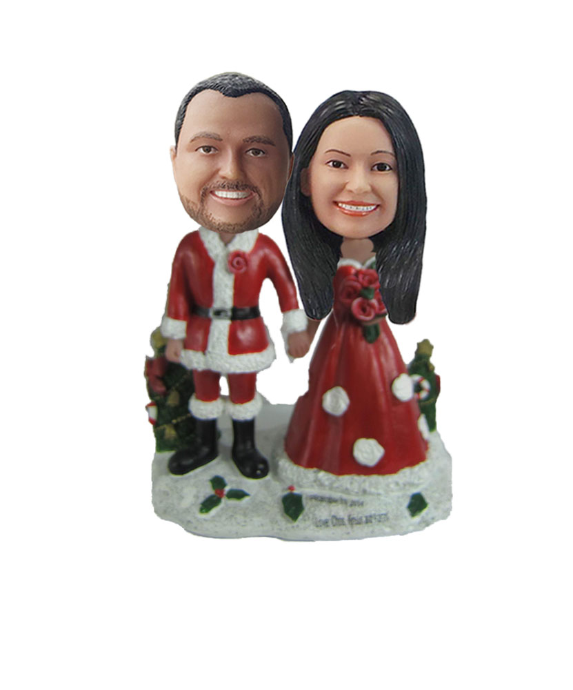 Husband And Wife Santas Couple bobblehead Doll W818