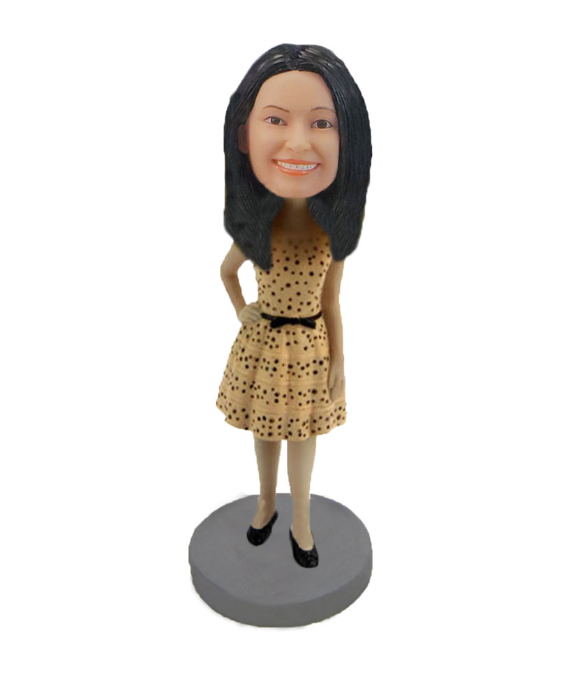 Yellow pretty dress fairy lady bobbleheads F657