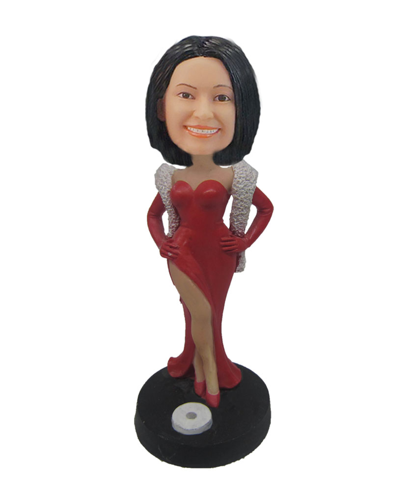 Female showing leg hot party queen bobblehead doll F695