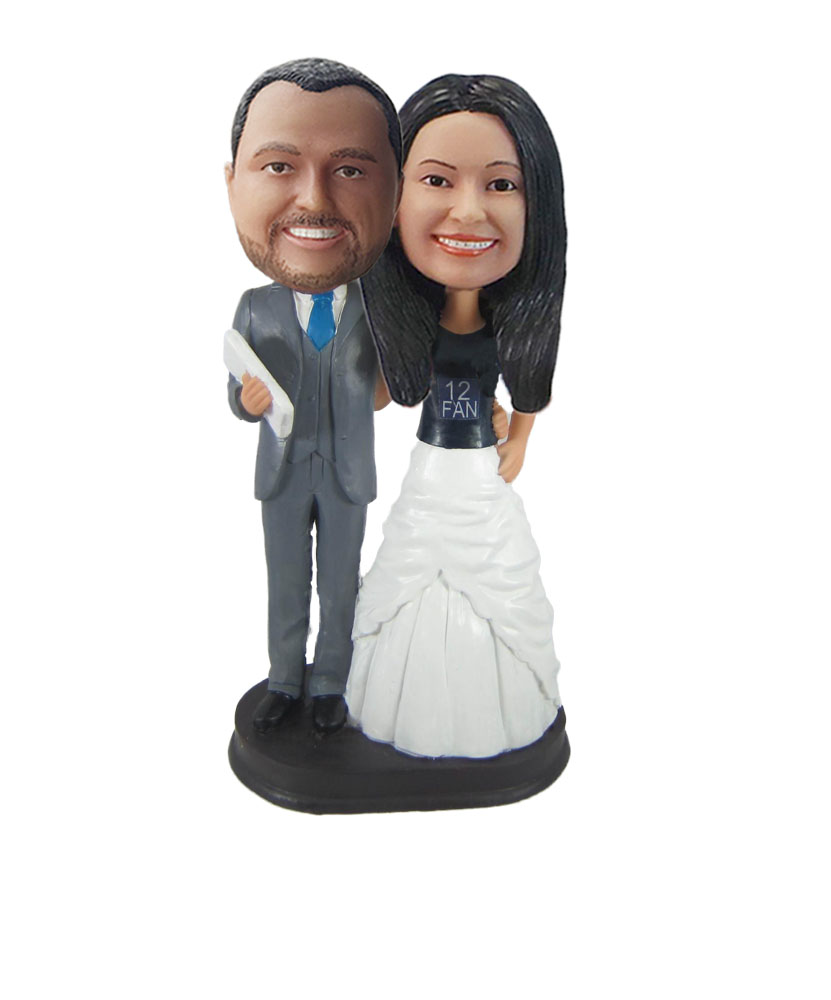 Arms Around Each Other Wedding Couple bobblehead W844