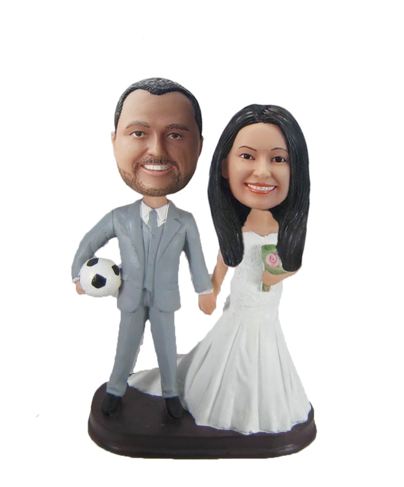 Arms Linked Bride And Groom bobblehead Doll W945