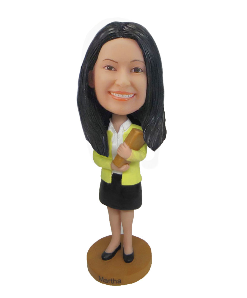 Teacher in Yellow cardigan bobblehead F729