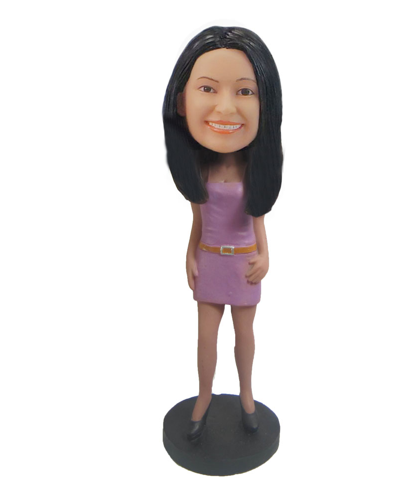 Female in pink Nightclub dress up bobblehead doll F823