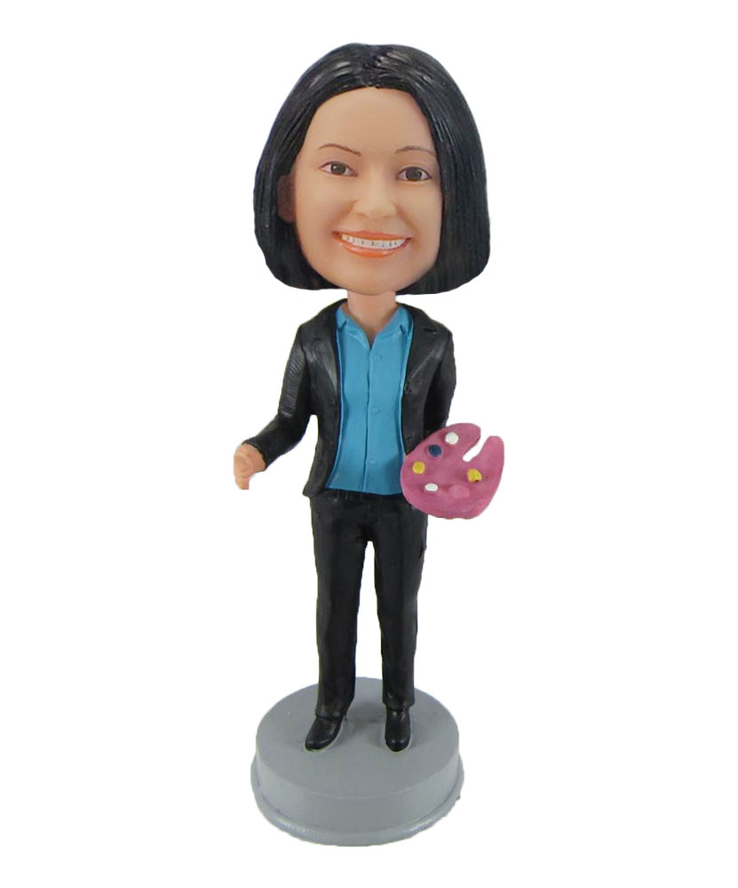 Female Aritst painter bobblehead doll F837