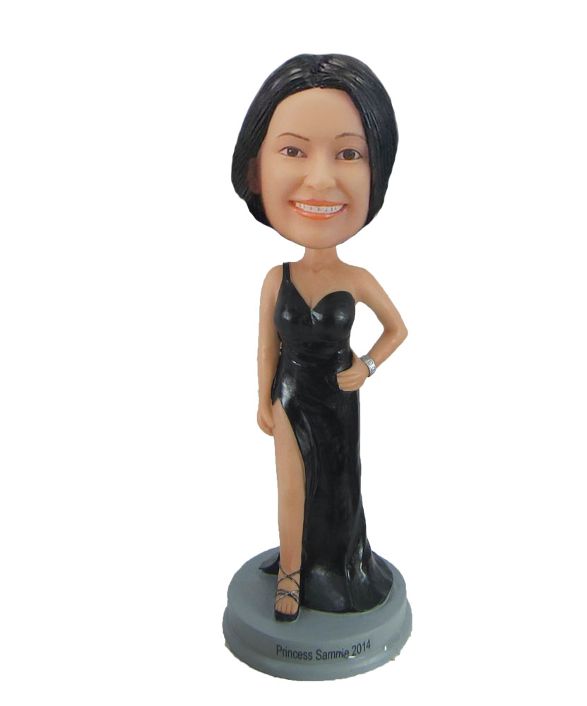 Red carpet Female evening dress bobbleheads doll F884