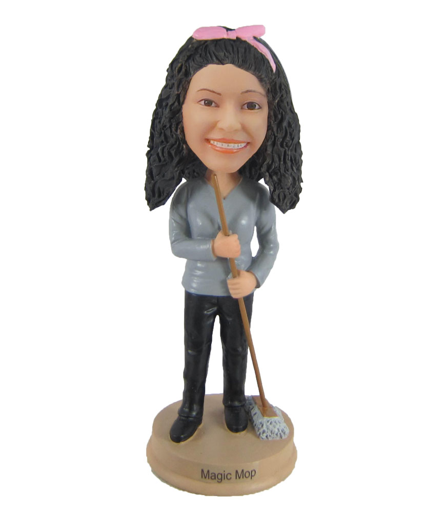 Female clearner Mopping the floor bobbleheads personalized F900