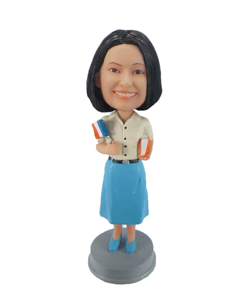 Student in Blue dress your own bobblehead doll F993