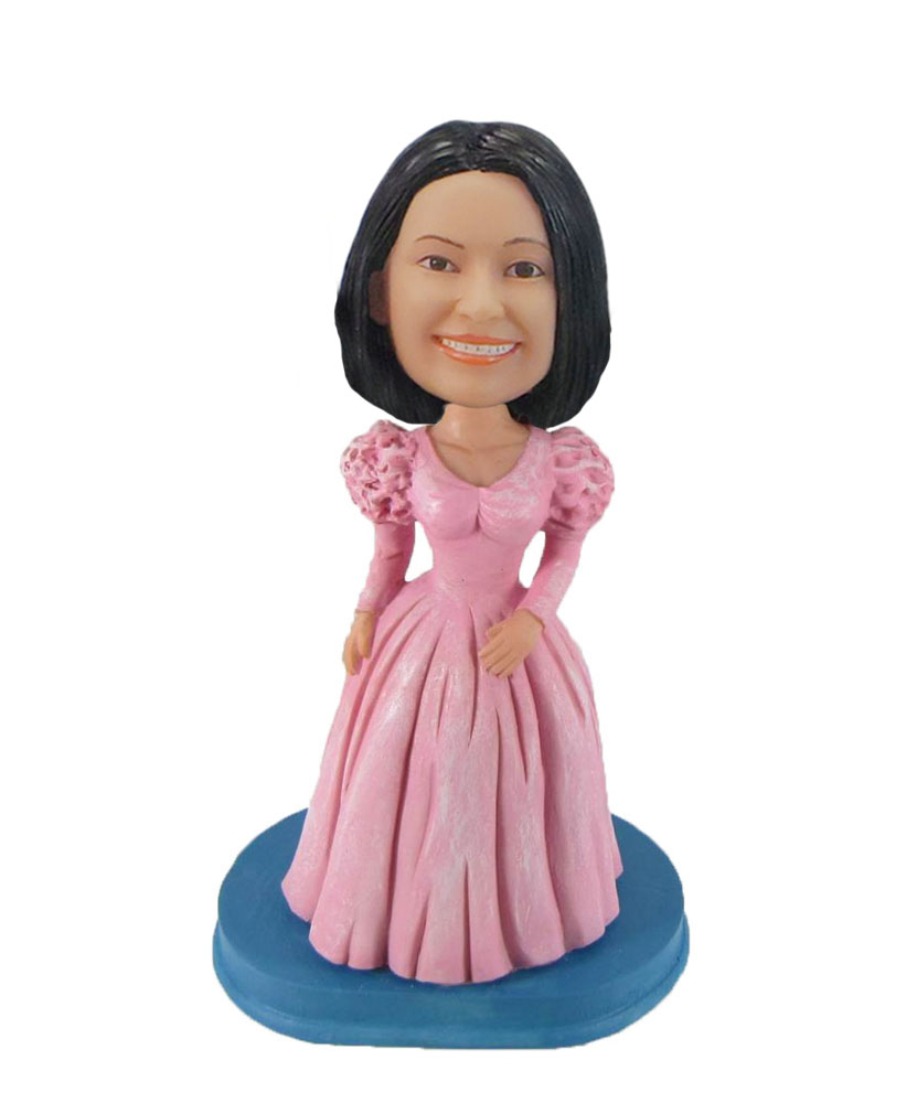 Girl wearing Vintage style princess dress bobblehead doll F997