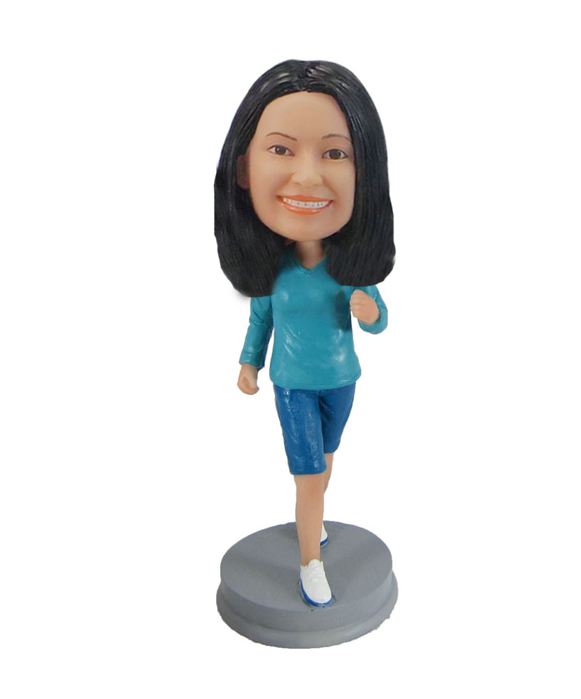 Female jogger runner personalized bobblehead F1014