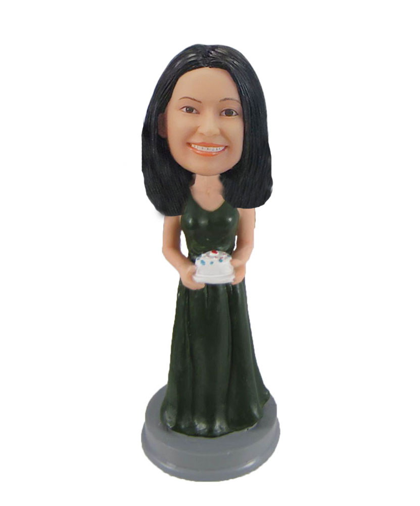 Female Celebrate birthday wedding anniversary cake bobblehad F1017