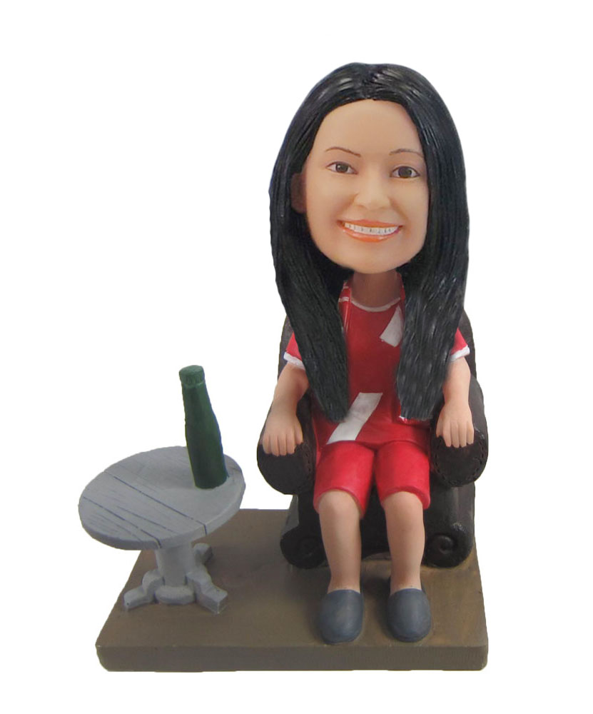 Casual Female drink at Sauna bobbleheads doll F1052