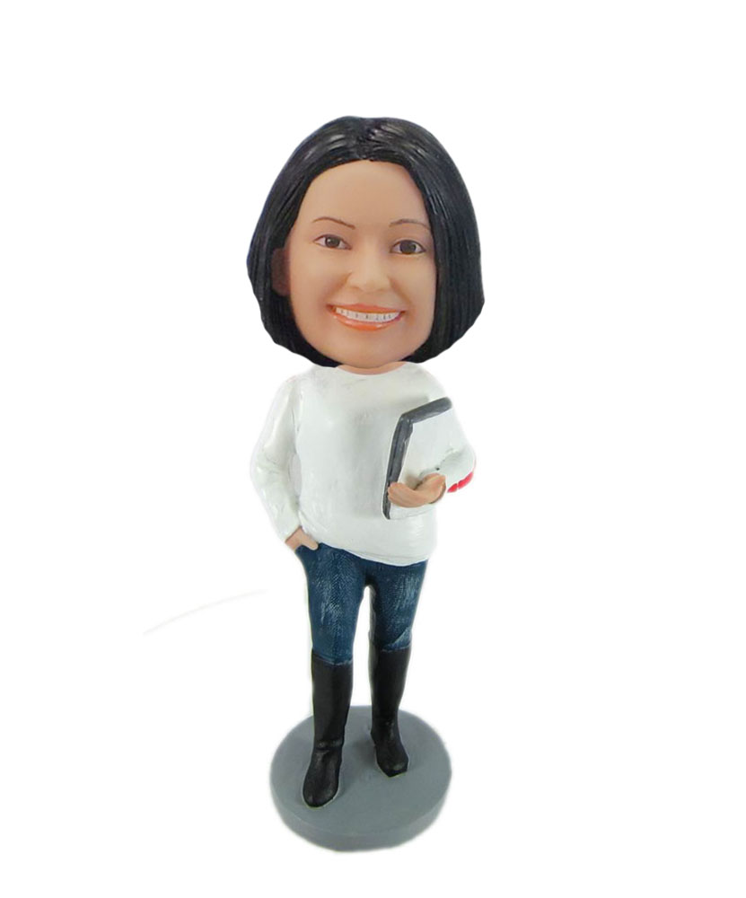 Teacher holding book personal bobbleheads F7782